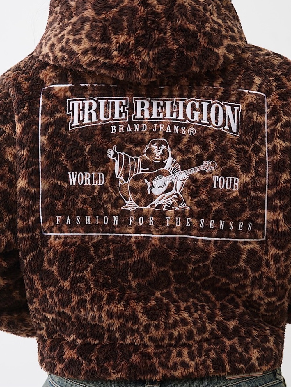 True Religion Leopard Half-Zip Sherpa Jacket